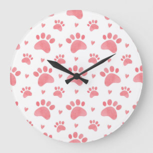 Cat Paws Waterverf Patroon Grote Klok