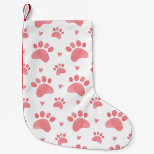 Cat Paws Waterverf Patroon Kleine Kerstsok