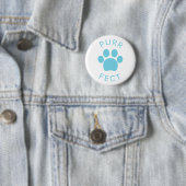Cat Perfect Blue Spint Paw Print Ronde Button 5,7 Cm (In situ)