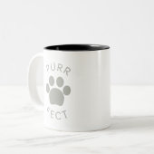 Cat Perfect Grey Spint Paw Print Tweekleurige Koffiemok (Voorkant links)