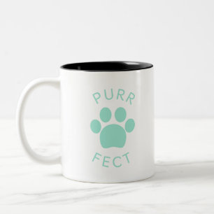 Cat Perfect Light Blue Spint Paw Print Tweekleurige Koffiemok