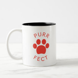 Cat Perfect Red Spint Paw Print Tweekleurige Koffiemok