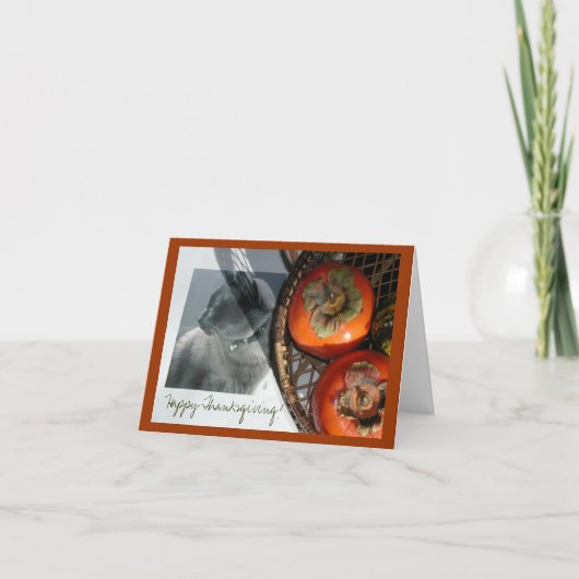 Cat & Persimmons Feestdagen Kaart (Voorkant)