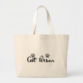 Cat Person Typografie Art Grote Tote Bag (Voorkant)