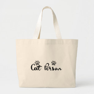 Cat Person Typografie Art Grote Tote Bag
