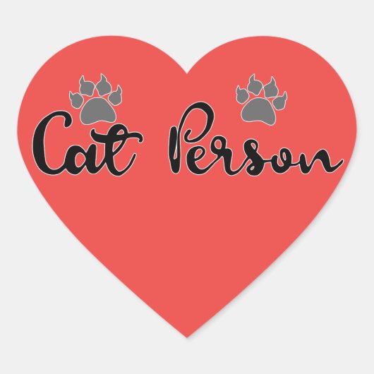 Cat Person Typografie Art Red Background Hart Sticker (Voorkant)
