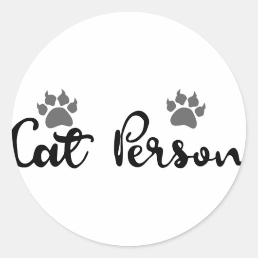 Cat Person Typografie Art Ronde Sticker (Voorkant)