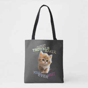 Cat Pet Cuttest Trouble Maker Leuk Schattig Grappi Draagtas