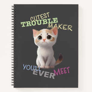 Cat Pet Cuttest Trouble Maker Leuk Schattig Grappi Notitieboek