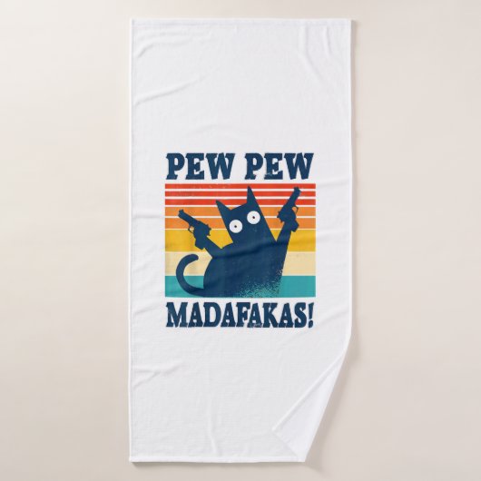 Cat Pew Pew Madafakas Crazy Cat Gun (Serviette de bain)