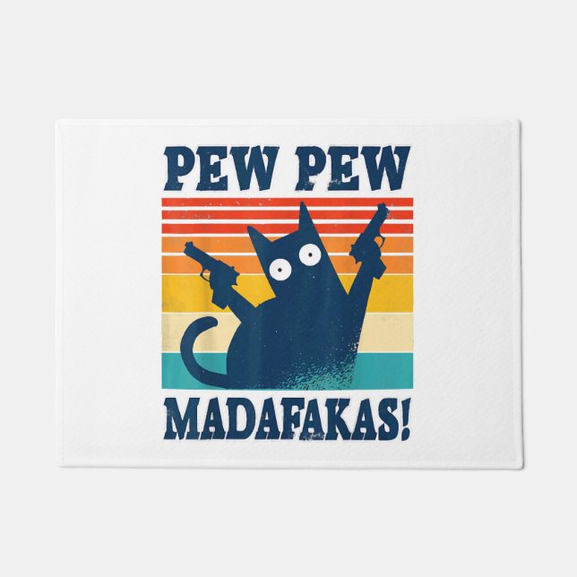 Cat Pew Pew Madafakas Crazy Cat Pistool Deurmat (Voorkant)