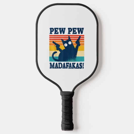 Cat Pew Pew Madafakas Crazy Cat Pistool Pickleball Paddle (Voorkant)