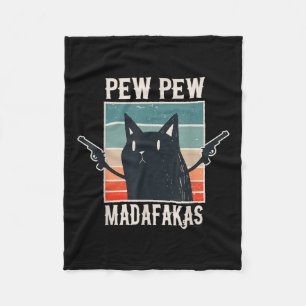 Cat Pew Pew Madafakas Retro Gift Fleece Deken