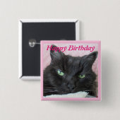 Cat Photo Birthday Vierkante Button 5,1 Cm (Voorkant /achterkant)