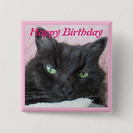 Cat Photo Birthday Vierkante Button 5,1 Cm