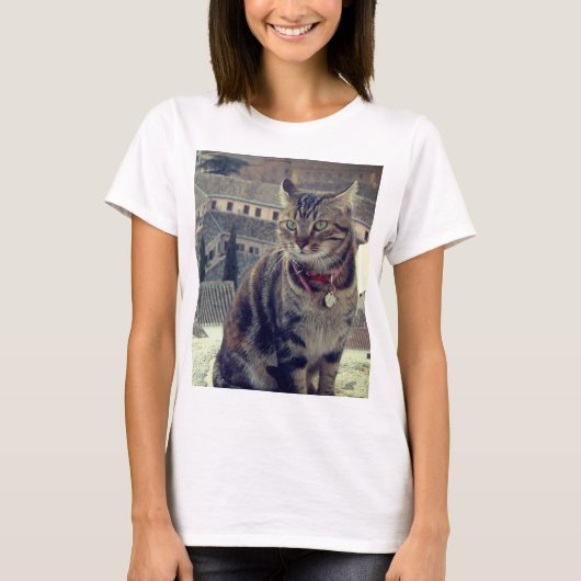 Cat Photo Dames Basic T-shirt, Wit T-shirt (Voorkant)