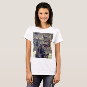 Cat Photo Dames Basic T-shirt, Wit T-shirt