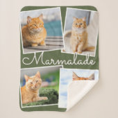 Cat Photo Pet Collage Olive Green Personalized Sherpa Deken (Voorkant)
