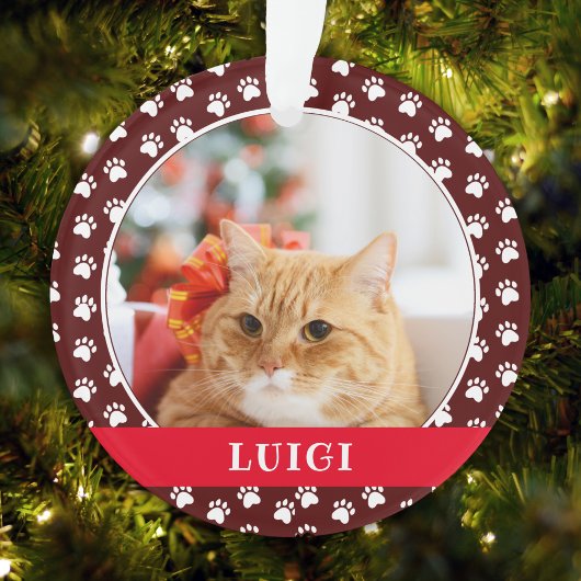 Cat Photo with Paw Print Pattern with Name