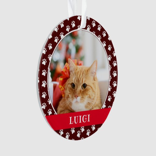 Cat Photo with Paw Print Pattern with Name (devant)