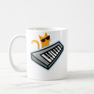 Cat Piano Cute Kitty Playing Music Keyboard Koffiemok