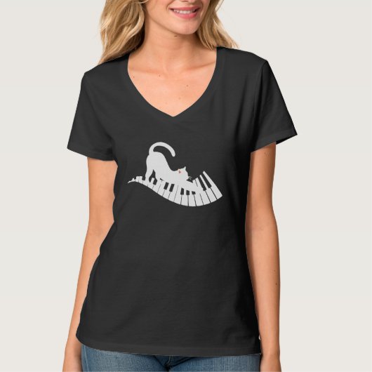 Cat Piano Music   2 T-shirt (Voorkant)