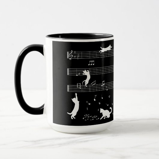 Cat Piano Notes Party Café Mug (Gauche)