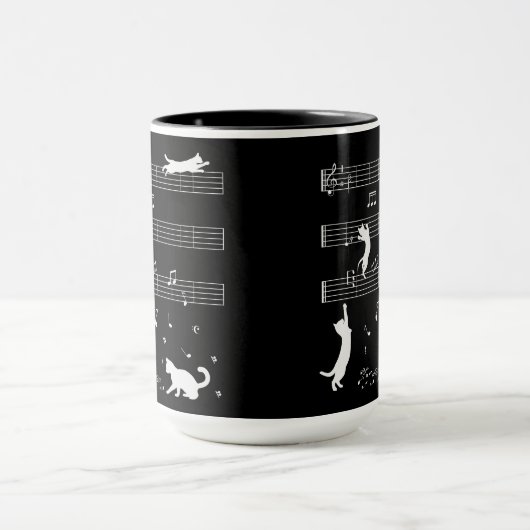 Cat Piano Notes Party Café Mug (Centre)