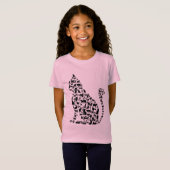 Cat Pictogramillustratie zwart-wit ontwerp T-Sh T-shirt (Voorkant volledig)
