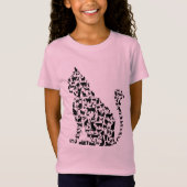 Cat Pictogramillustratie zwart-wit ontwerp T-Sh T-shirt (Voorkant)