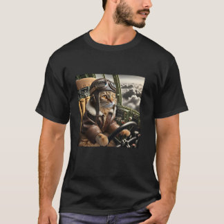 Cat Pilot Cat piloten een koel gevechtsvliegtuig T-shirt
