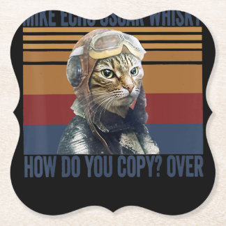 Cat Pilot Mike Echo Oscar Whisky Costume Gift Kartonnen Onderzetters