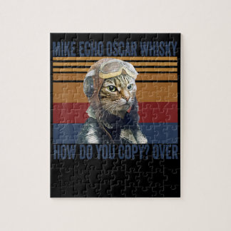 Cat Pilot Mike Echo Oscar Whisky Costume Gift Legpuzzel