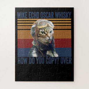 Cat Pilot Mike Echo Oscar Whisky Costume Gift Legpuzzel