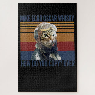 Cat Pilot Mike Echo Oscar Whisky Costume Gift Legpuzzel