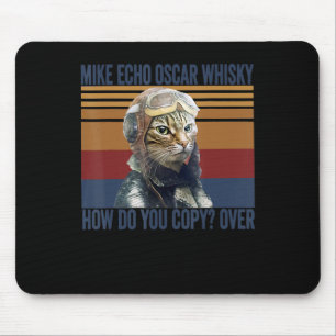 Cat Pilot Mike Echo Oscar Whisky Costume Gift Muismat