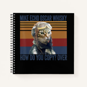 Cat Pilot Mike Echo Oscar Whisky Costume Gift Notitieboek