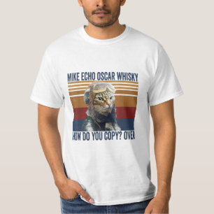 Cat Pilot Mike Echo Oscar Whisky Hoe kopieer je T-shirt