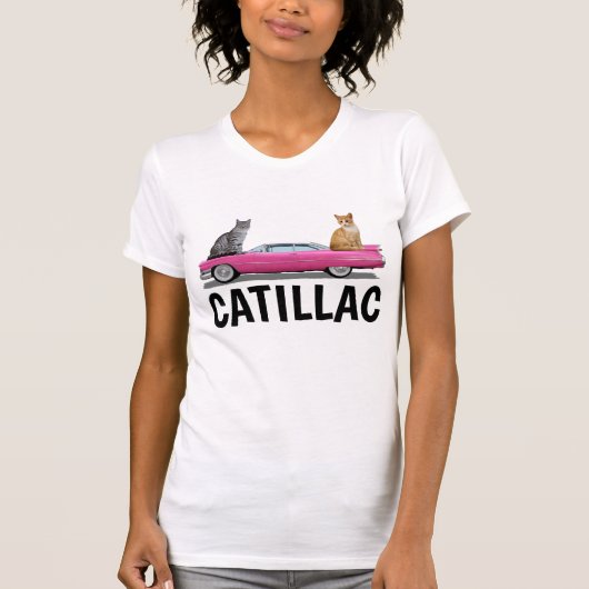 CAT PINK CADDY CLASSIC CAR  T-Shirts (Voorkant)