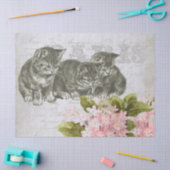 Cat Pink Flower Frans Script Parijs Decoupage Tissuepapier (Craft)