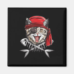Cat Pirate Boys Mannen Jolly Roger Flag Skull en C Magneet