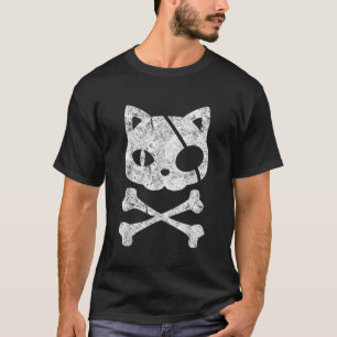 Cat Pirate Lazy Halloween Costume Kitten Skull Cro T-shirt