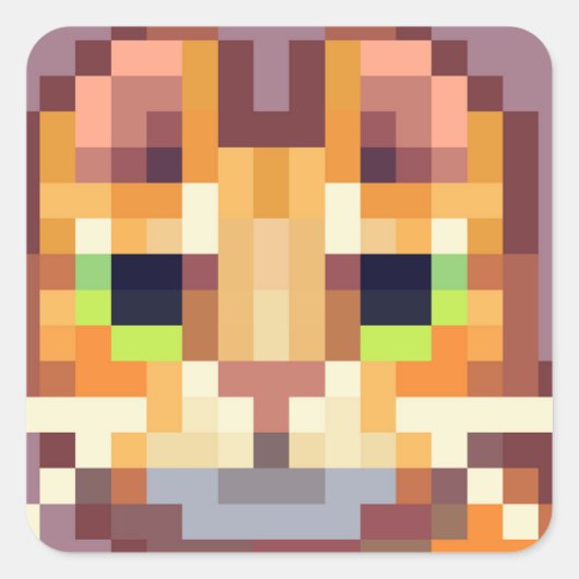 cat Pixelart, Pixel Art Vierkante Sticker (Voorkant)