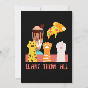 Cat Pizza Ice Cream Kitten Kat Pet Animal Gift Kaart