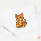 Cat Pizza Party – Cute Cartoon Cat Sticker (Enveloppe)