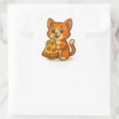 Cat Pizza Party – Cute Cartoon Cat Sticker (Sac)