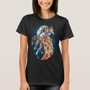 Cat Pizza Space Cat Surfing Pizza Galaxy Astronaut T-shirt