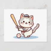 Cat playing baseball briefkaart (Voorkant)