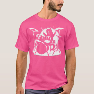 Cat Playing Drums Drummer Novelty Music Lover Funn T-shirt