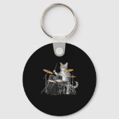 Cat Playing Drums Drumset Drumkit Drumming Drum Dr Sleutelhanger (Voorkant)
